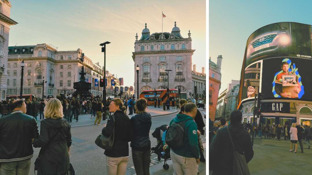 localizaciones harry potter en londres: picadilly circus, harry, hermione y ron huyendo de la boda Weasley